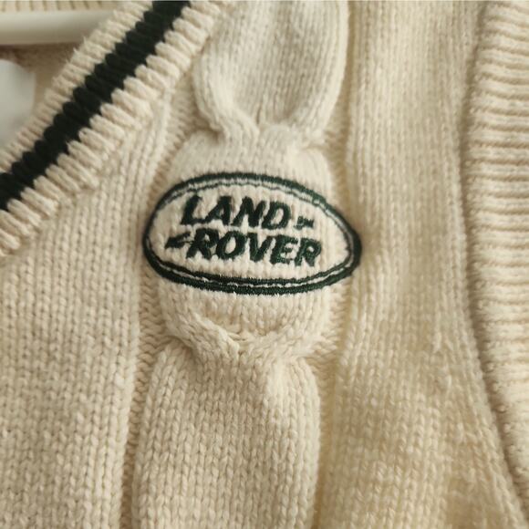 Womans Land Rover V Neck Pullover cotton Vest cream Pacsun Size Small Crop - Picture 4 of 5